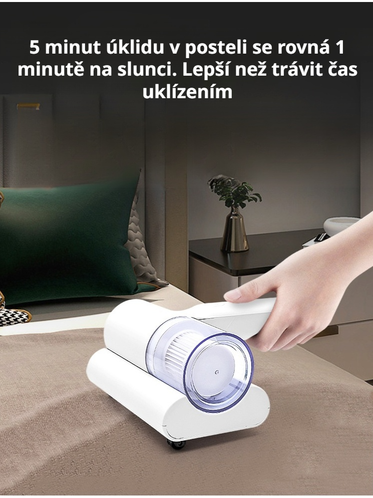 Sterilizační a čisticí zařízení na domácí roztoče s odvlhčováním