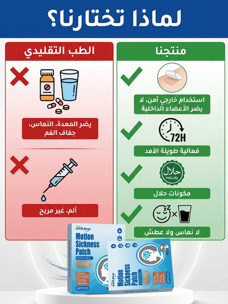 لصقة ساوث مون العشبية لعلاج الدوخة ودوار السفر - عرض اشتري 1 واحصل على 1 مجاناً