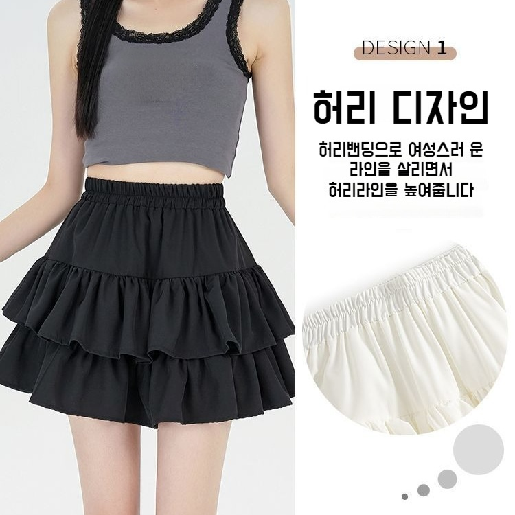 봄여름 키 작은 프릴 스커트 여성 하이웨스트 날씬해 보이는 반신 스커트 케이크 스커트 스커트 프릴 봄여름 하이웨스트 반신 스커트