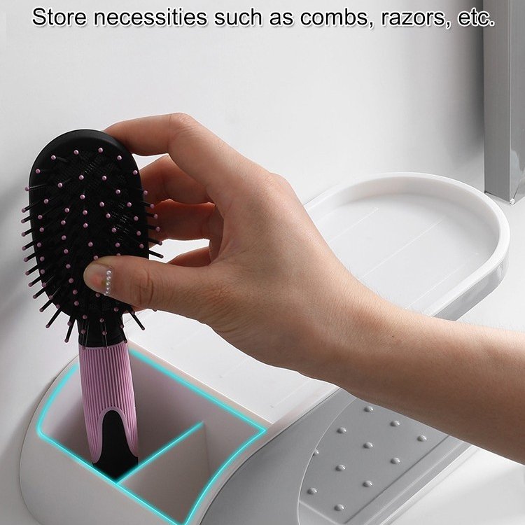 Double-Tier Punch Free Soap Holder Bathroom Wall-Mounted Drain Storage Rack