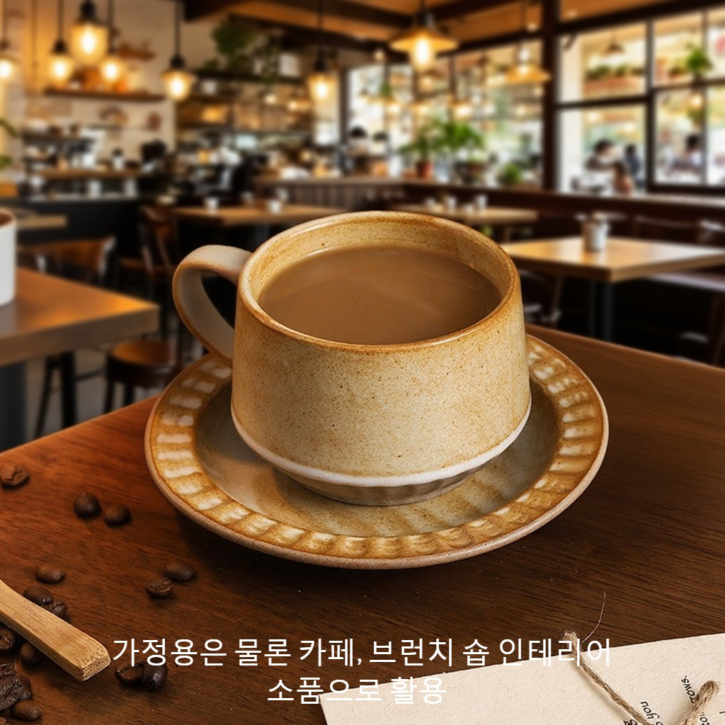 창의적인 레트로 커피 컵과 접시 세트