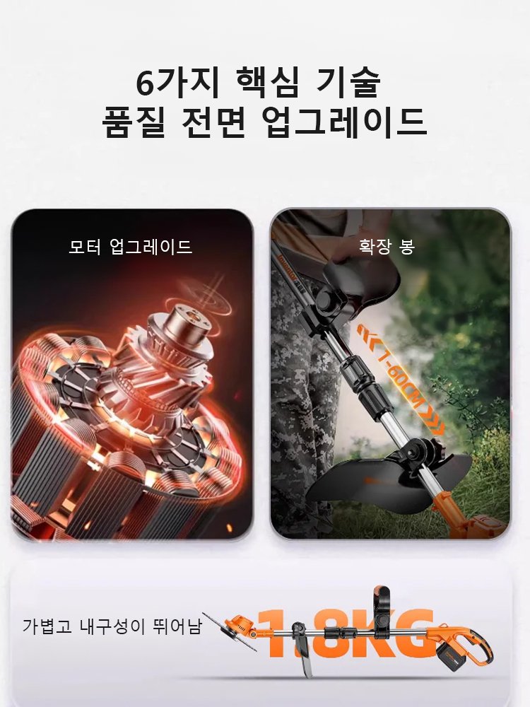 【1분 만에 100제곱미터를 손질합니다.】⭐분당 18,000회 회전의 전동 무브러시 모터, 20cm 나무도 쉽게 절단 가능합니다.
