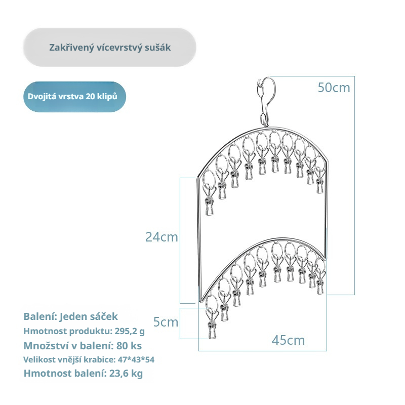 Nerezový vícevrstvý sušák na prádlo