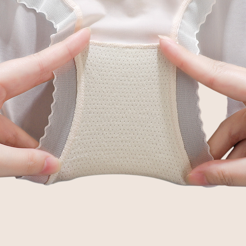 여성 아이스 무흔 얇은 미디엄 허리 팬티