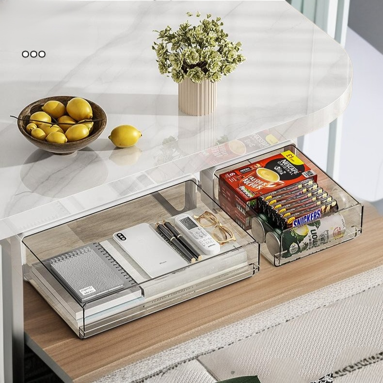 책상 밑 펀치 프리 수납함 문구 작업대 책상 밑 잡동사니 투명 선반