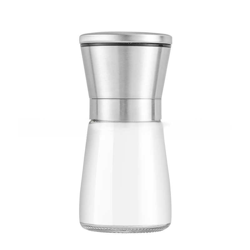 調整可能なソルトアンドペッパーグラインダーセット手動調整可能なガラスボトルグラインダーブラックペッパー四川胡椒海塩ステンレス鋼セラミックコア調味料スプリンクラーボトル