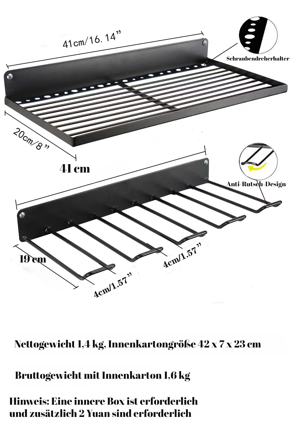 FBA Europa Eisenregal für Ladebohrer und Werkzeuge