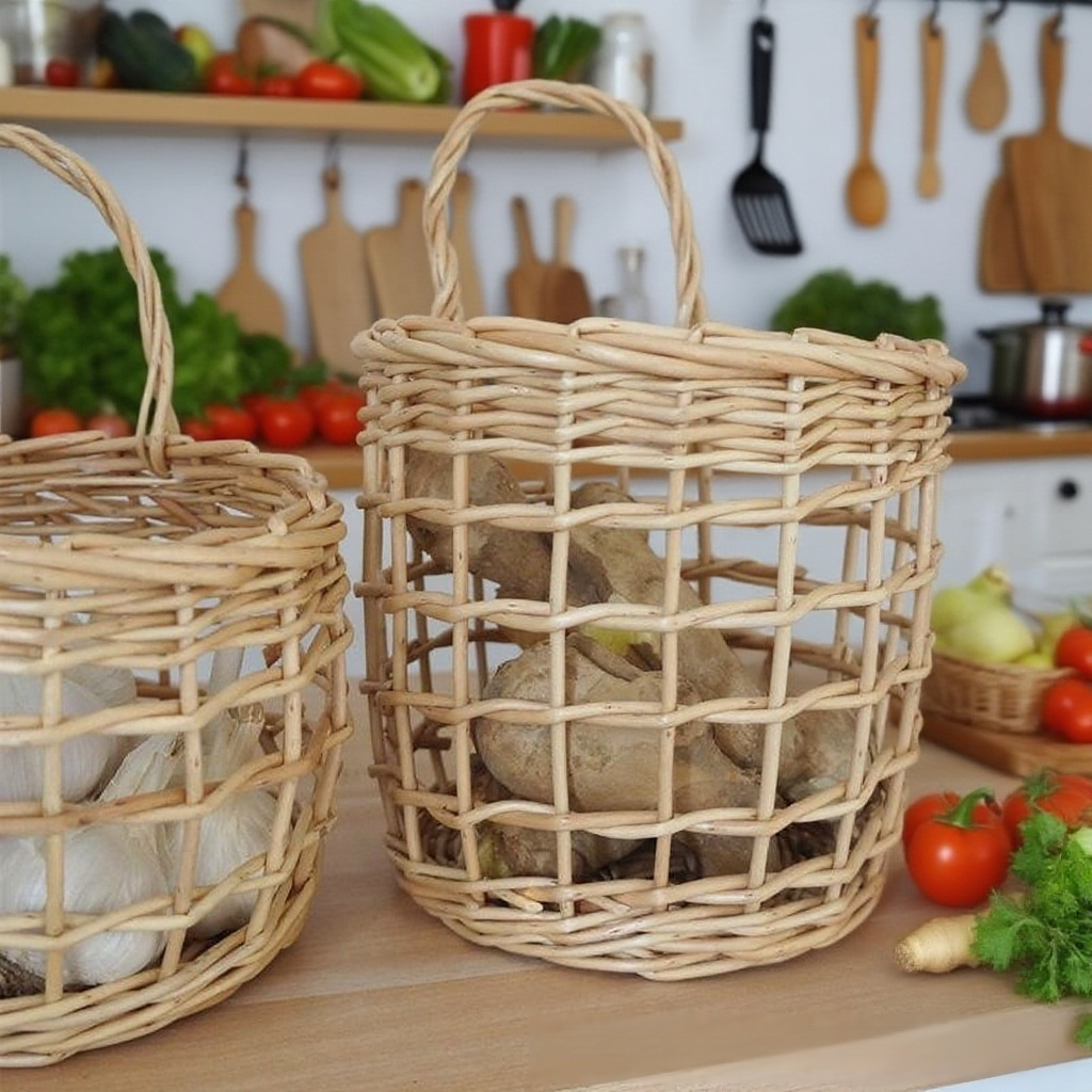 자연스러운 인테리어 효과의 벽걸이 바구니