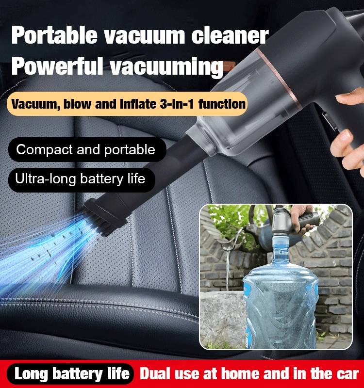 Blow, vacuum and inflate all-in-one cordless vacuum cleaner for home and car