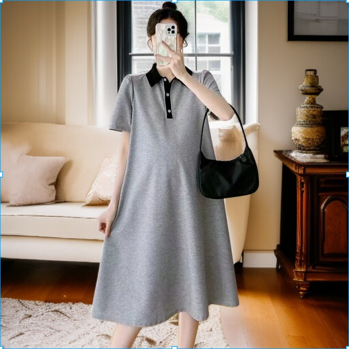 マタニティドレス 夏 半袖 ポロスカート ラペルマタニティドレス 夏 半袖 マタニティスカート 韓国風 ゆったり