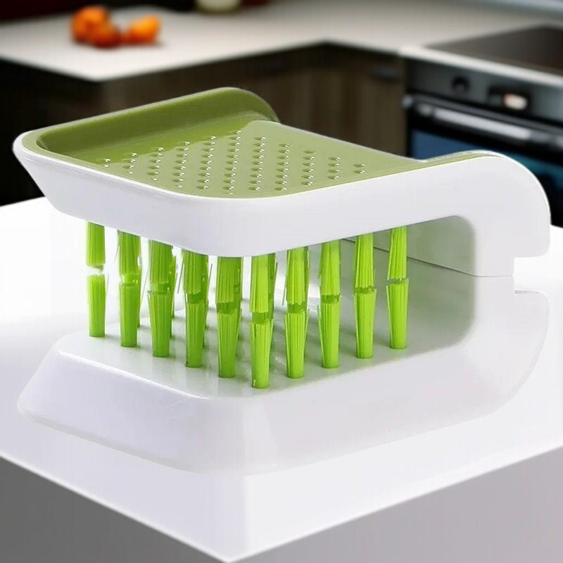 Cepillo de limpieza en forma de U para cuchillos, tenedores y palillos