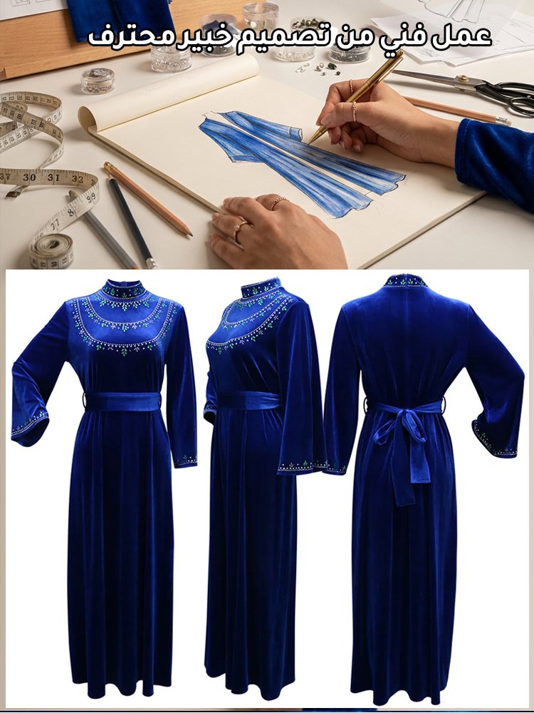 (محط أنظار الجميع أثناء السير) فستان سهرة طويل من المخمل المرصع بالألماس