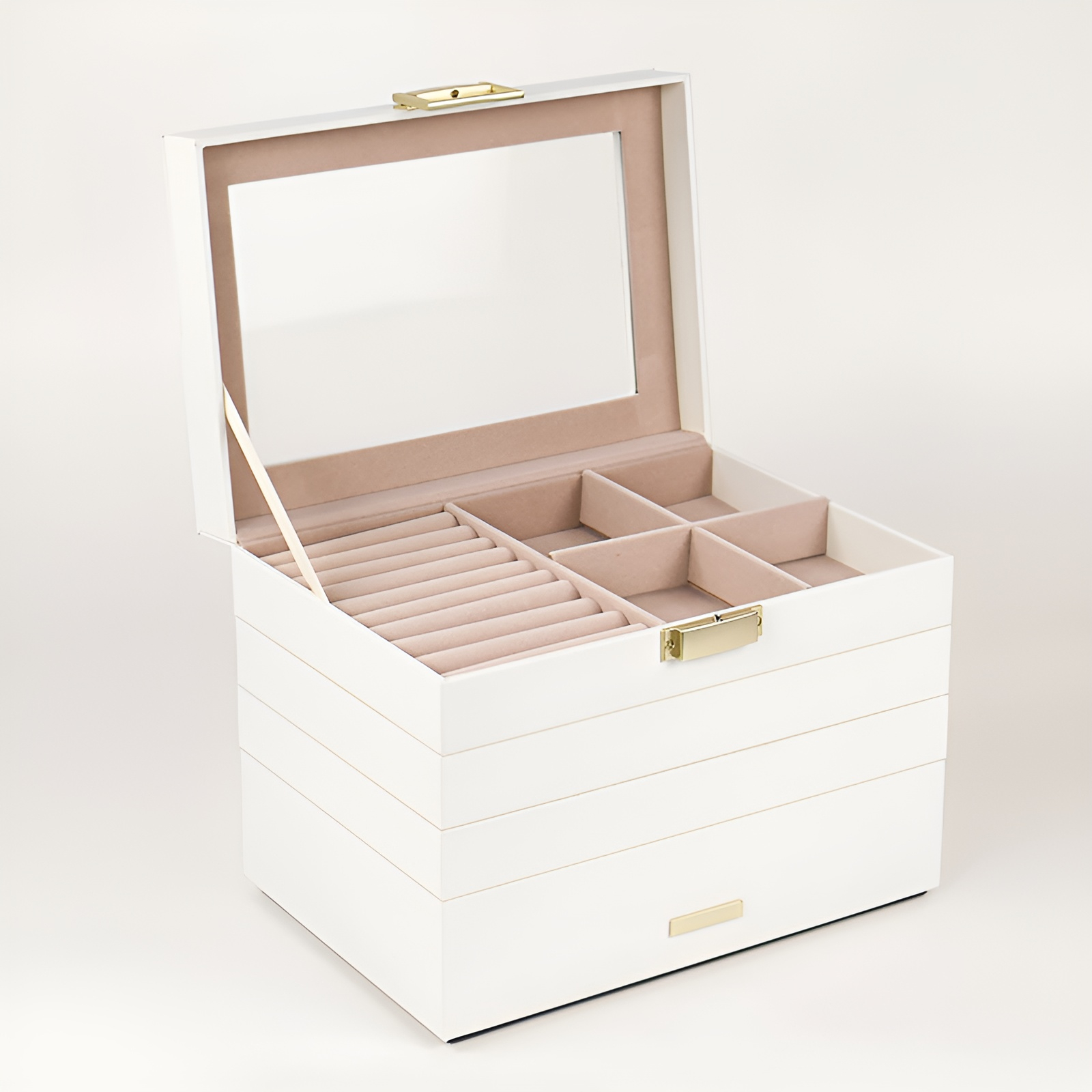 Large capacity jewelry box multi-layer stackable tray ring necklace watch jewelry storage box