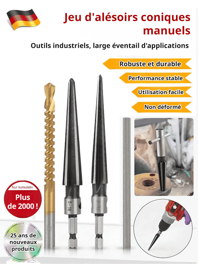 Ensemble de tarauds coniques manuels