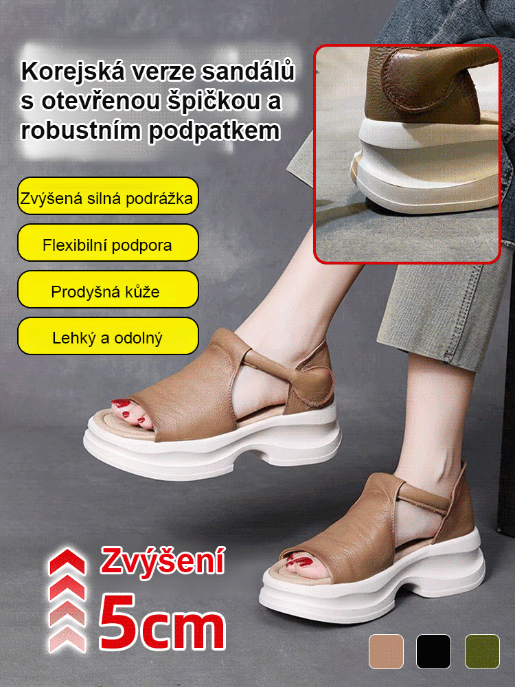Stylové platformové sandály s otevřenou špičkou v korejském stylu