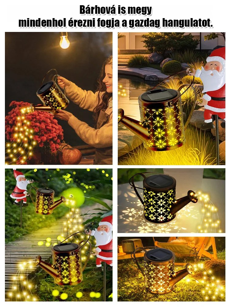 Napelemes Mikulás lámpa – Vízálló LED dekoráció kertbe, udvarra (0 villanyszámla!)