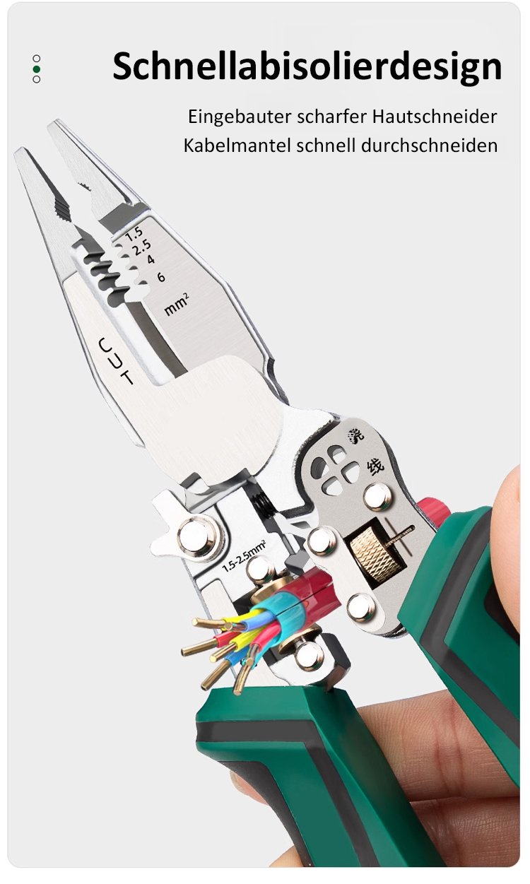 Präzise Schneid- und Abisolierfunktion in einem Werkzeug