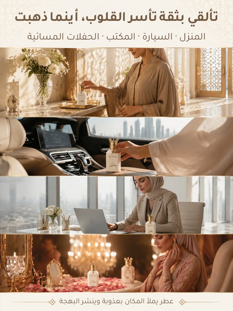 عطر نسائي راق جذاب مع زجاجة بديعة وغطاء فاخر بتصميم تاج