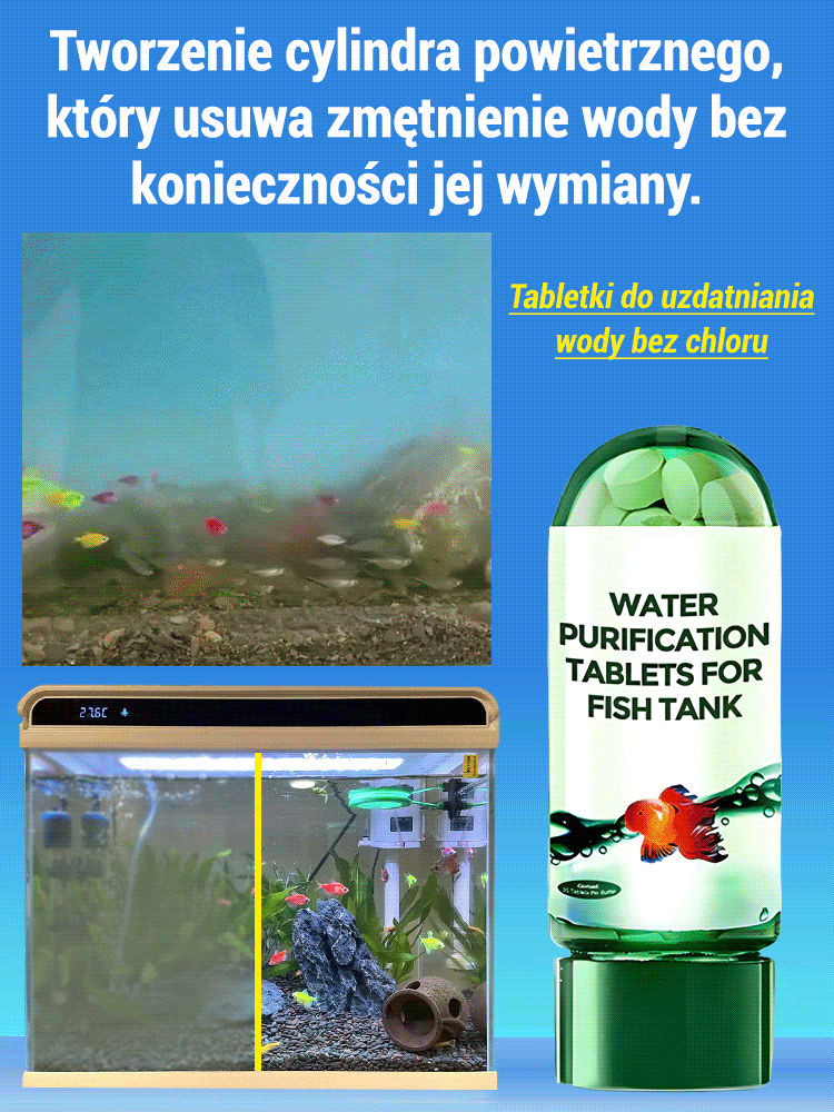 【Jednominutowe oczyszczanie wody】Skuteczne tabletki do oczyszczania wody w akwarium