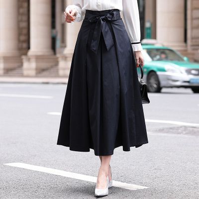 スカート ロング ミモレ レディース フレア Aライン 落ち感 リボン 高見え 清楚系 キレイめ
