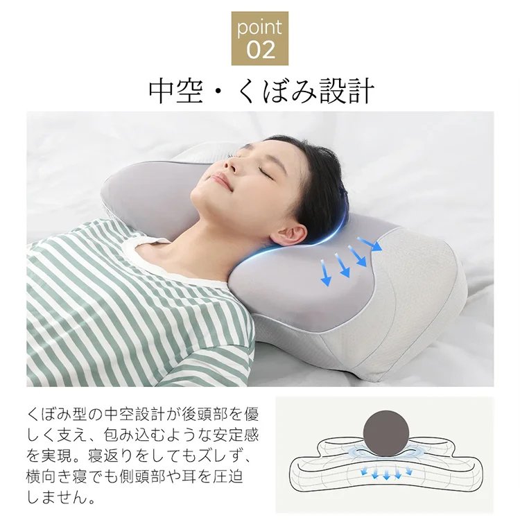 蝶形枕メモリーフォーム3D人間工学枕-monolly