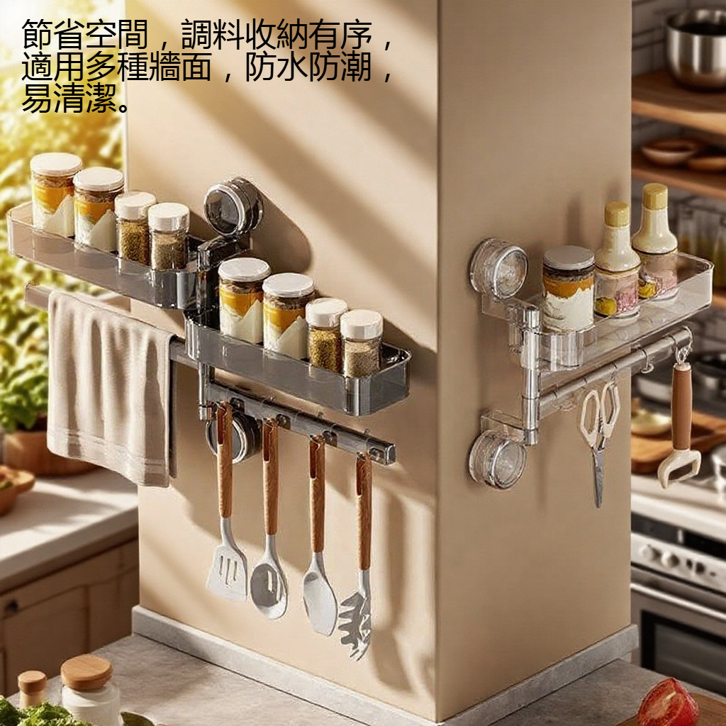 免打孔吸盤調料置物架