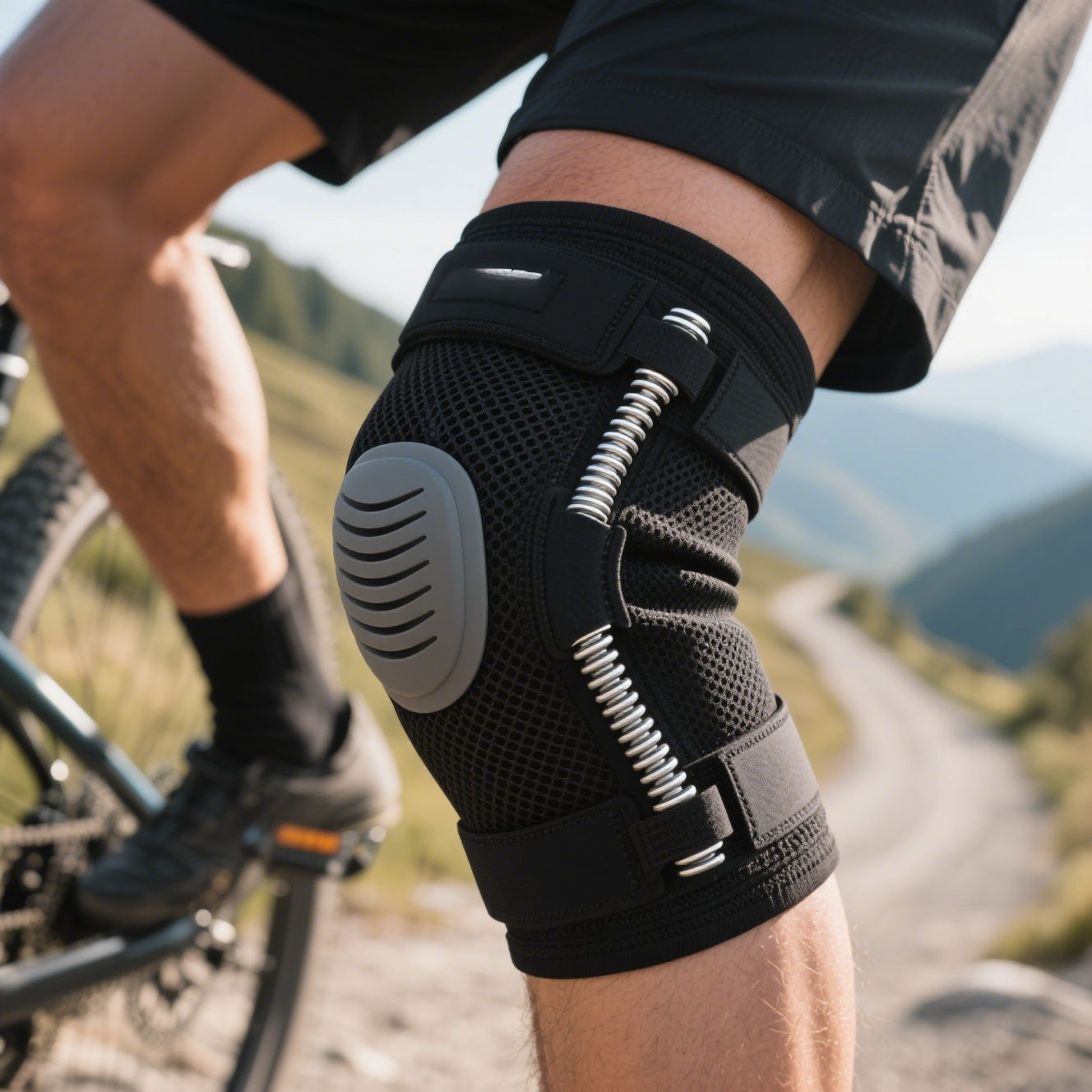 【ปลอกหุ้มเข่าสำหรับเล่นกีฬาระดับมืออาชีพ】ปลอกหุ้มเข่าสปริงซิลิโคนดูดซับแรงกระแทก