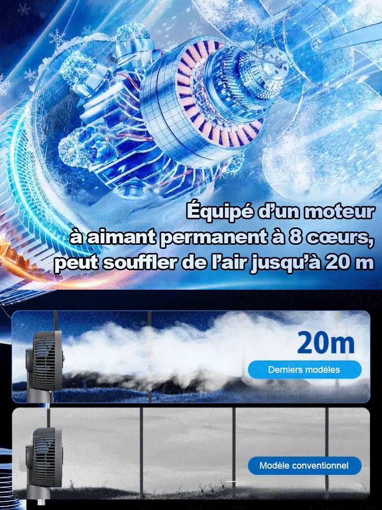 Ventilateur sur pied à circulation d'air ultra silencieux
