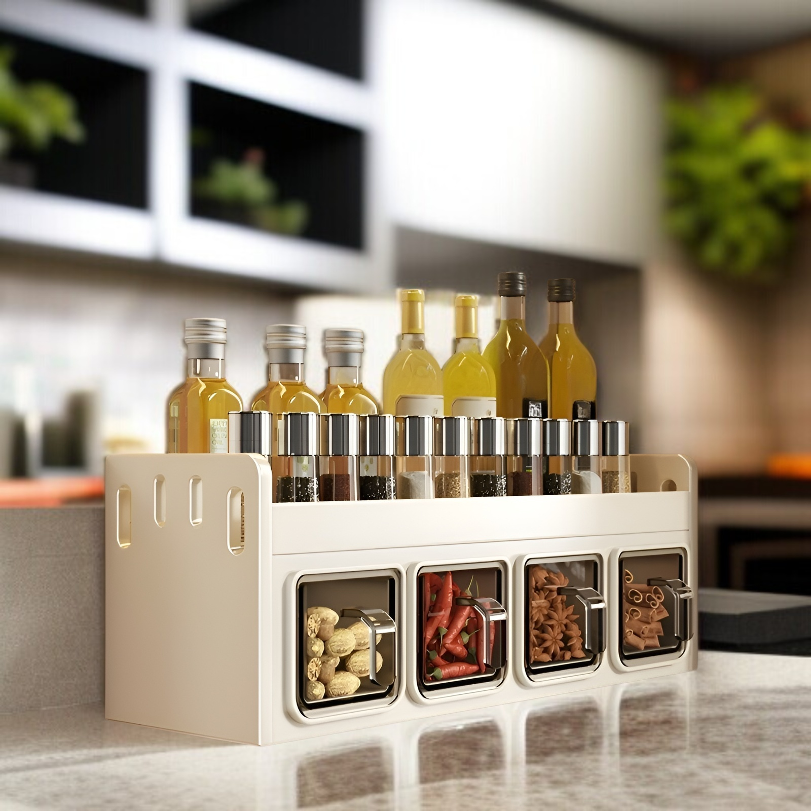 Organizador multifuncional de especias de aluminio