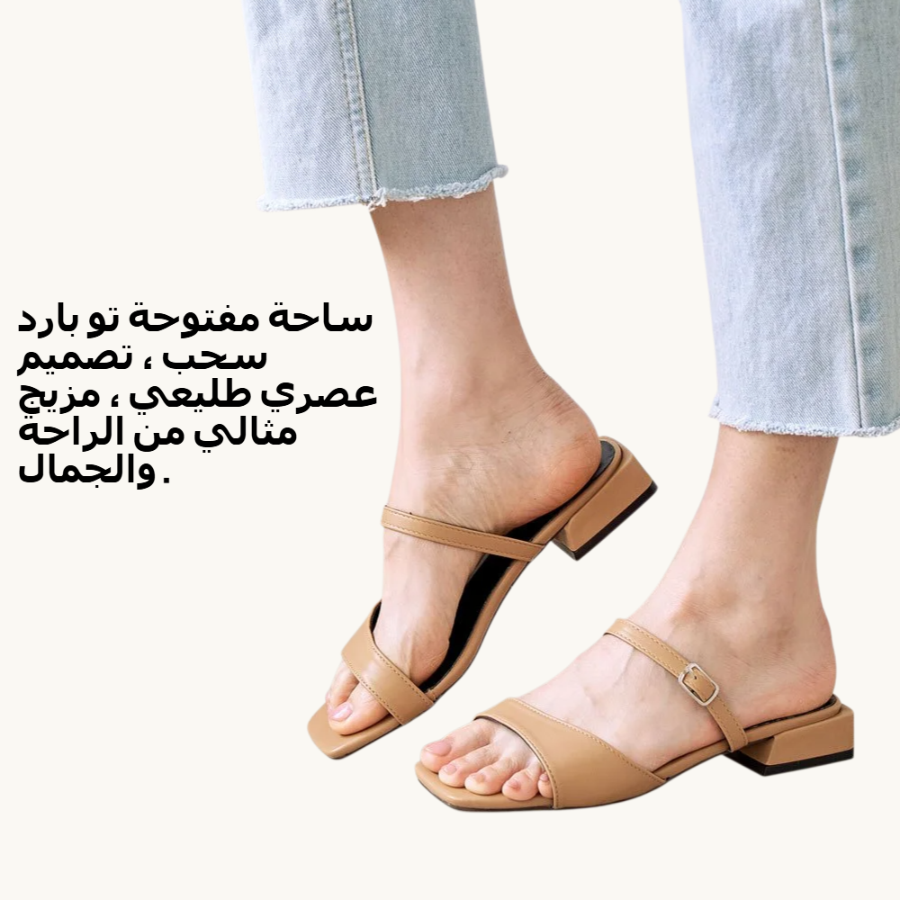 سيدة مربع إصبع القدم النعال كعب منخفض