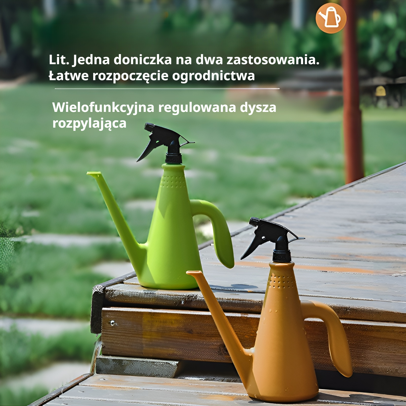 Ręczny spryskiwacz do podlewania kwiatów w użyciu