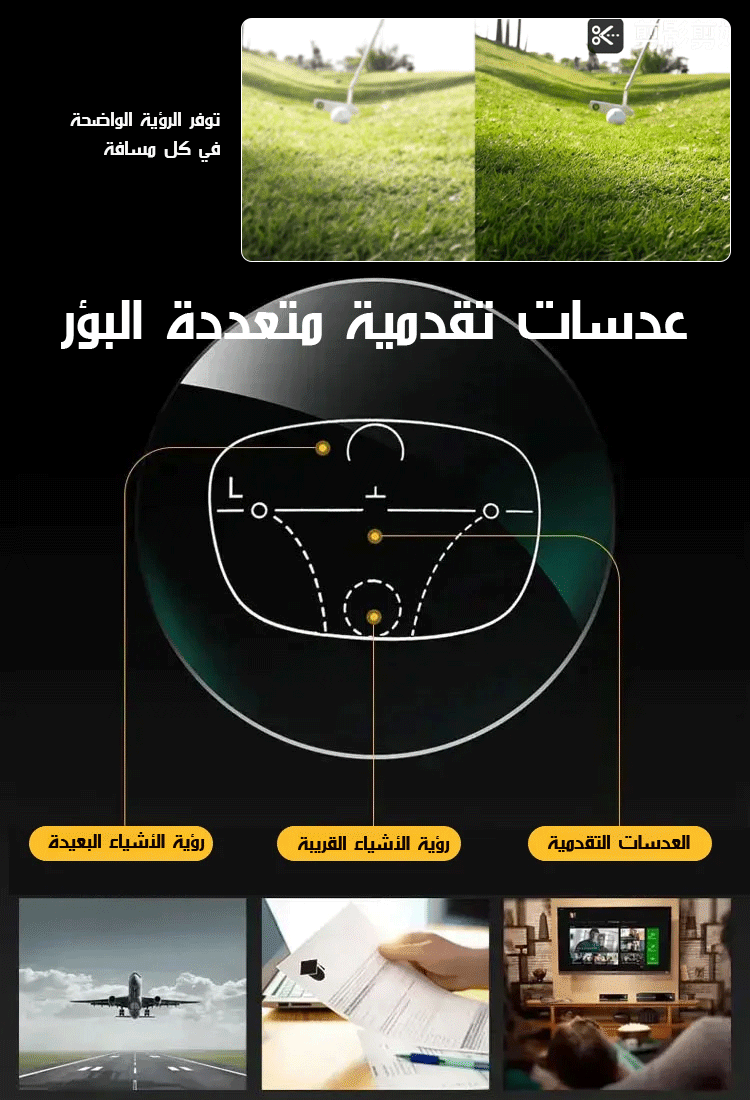 نظارة قراءة محمولة مع عدسة تقدمية متعددة البؤر ومضادة للضوء الأزرق