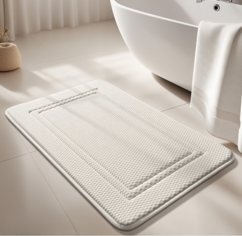 丸洗い可能なトイレマットの洗濯シーン