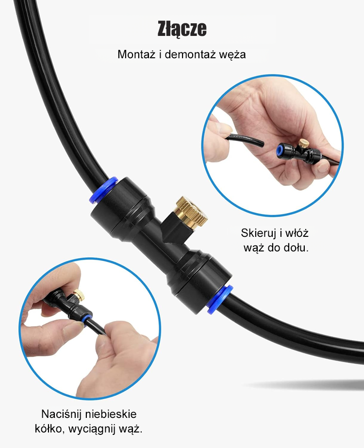 Zestaw niskociśnieniowych dysz chłodzących  do użytku na zewnątrz