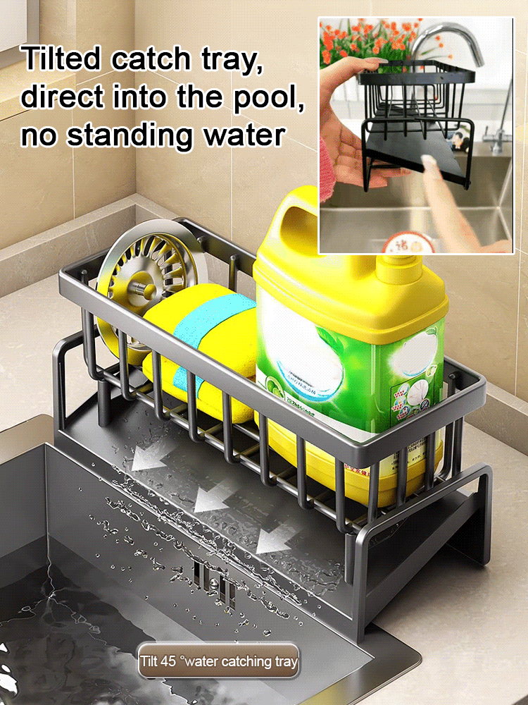 Multi-functional kitchen storage rack sink drainer rack