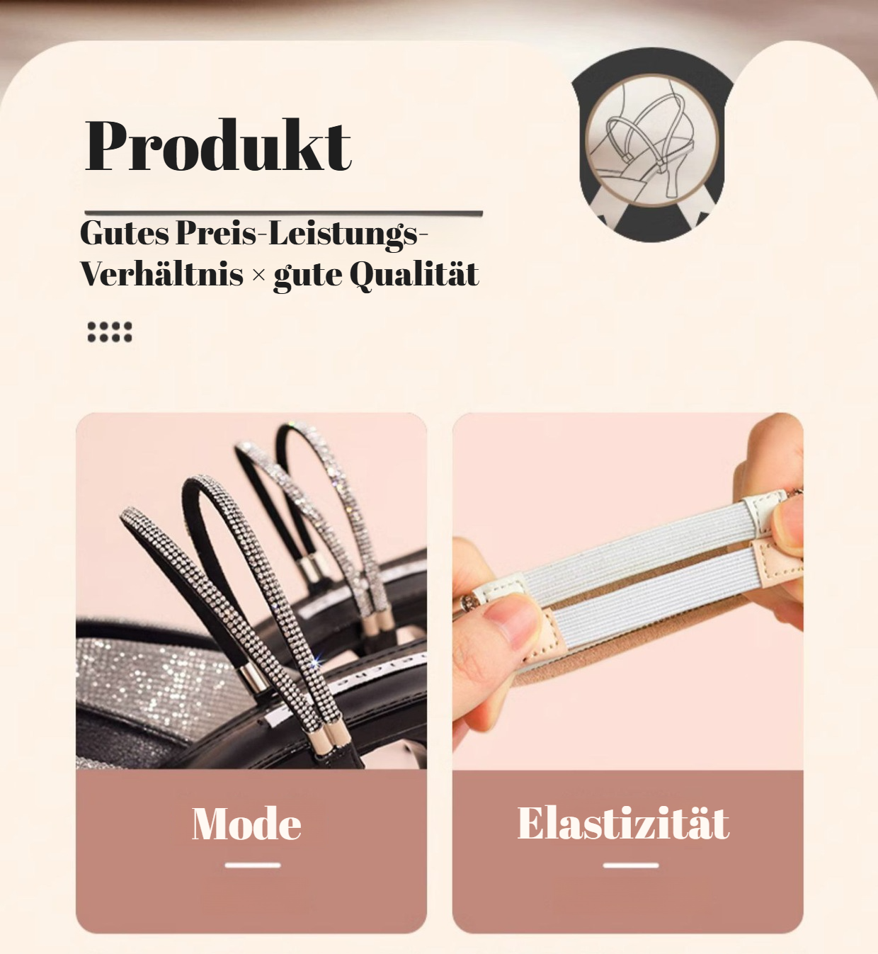 Elegante High Heels mit Anti-Rutsch Schnürsenkeln