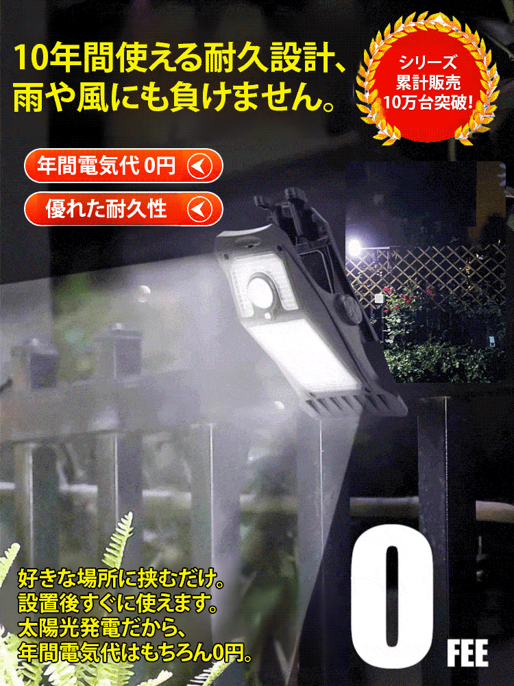 クリップ式ソーラーセンサーライト