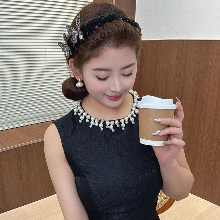 半扎發頭飾發卡黑色蝴蝶抓夾女