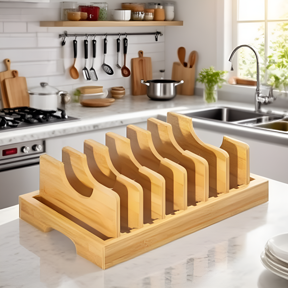 심플한 목재 그릇판 아스팔트 수납대