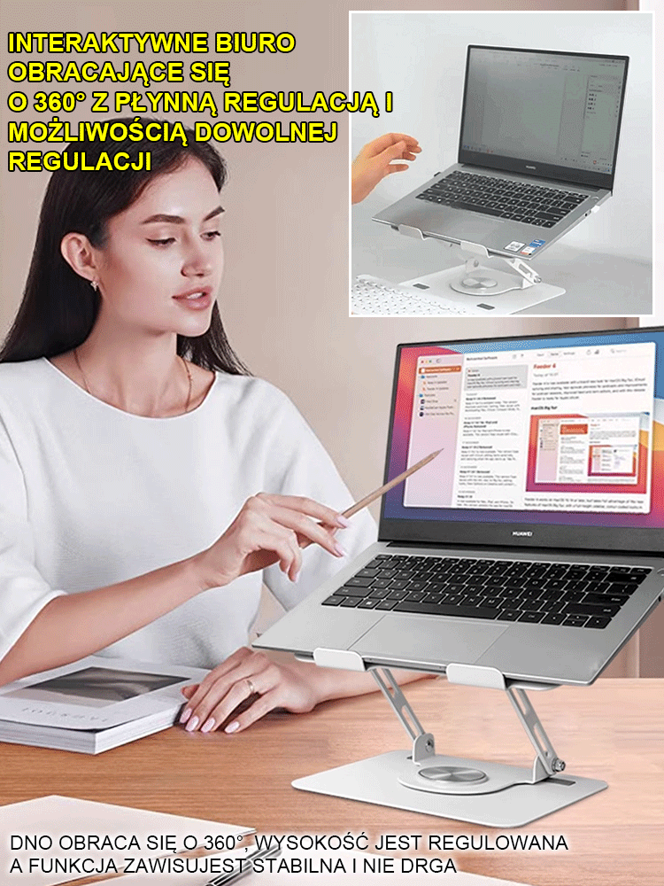 Obrotowy o 360 stopni stalowy uchwyt na komputer