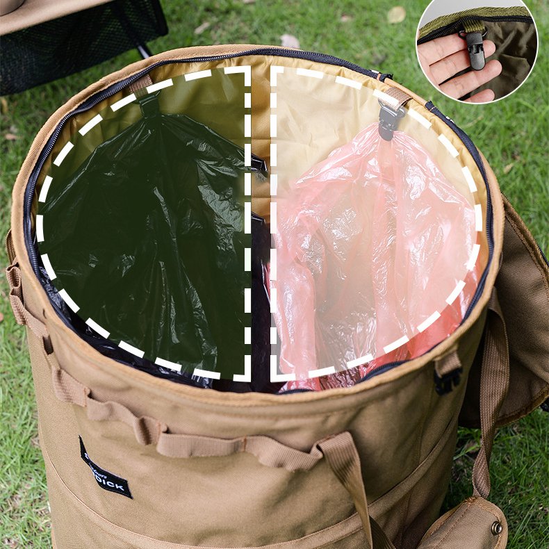 Coș de gunoi pliat pentru camping în aer liber