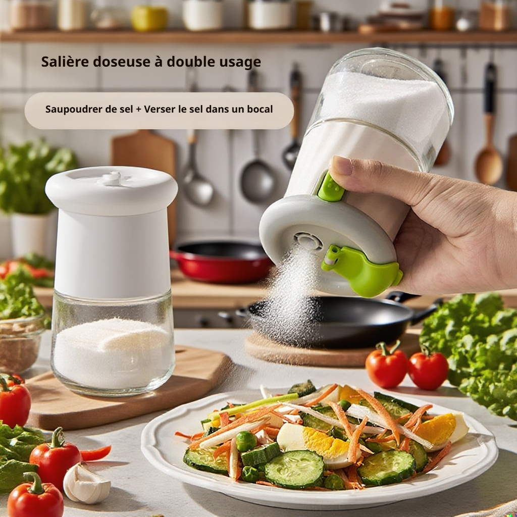 Pot à sel avec dosage précis pour la cuisine