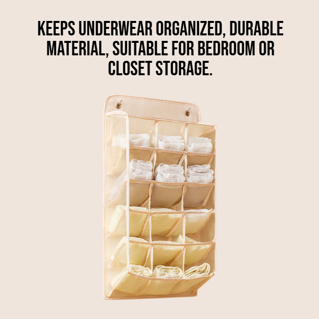 Non perforated wall mounted fabric underwear storage bag