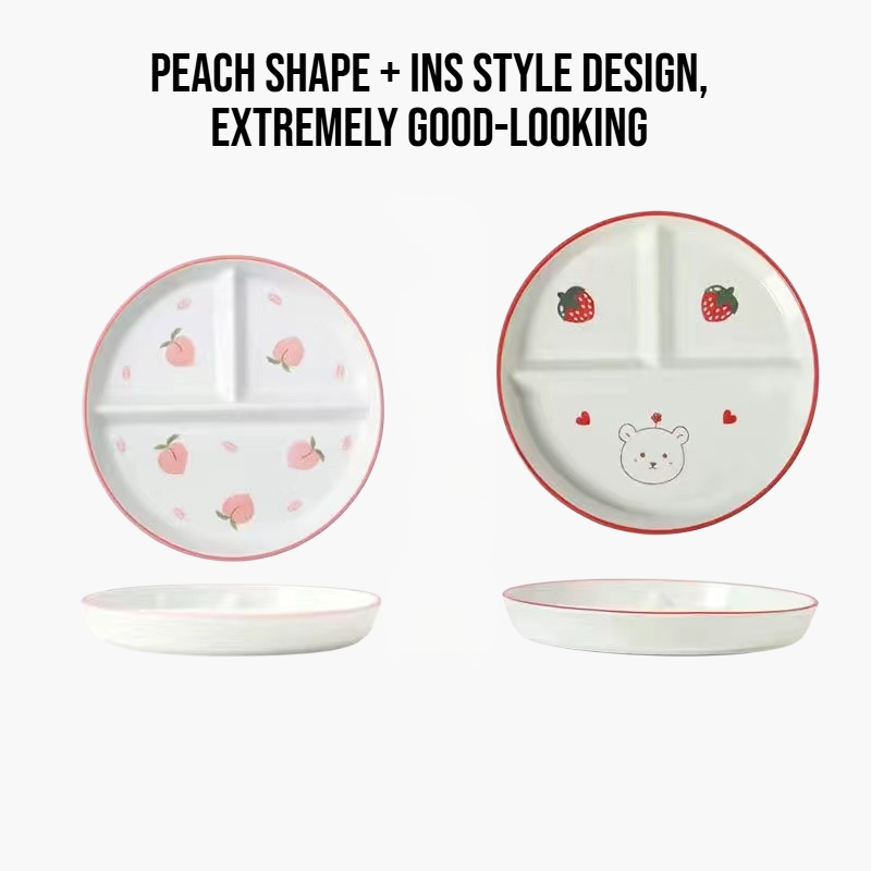 High-value ceramic three-grid plate