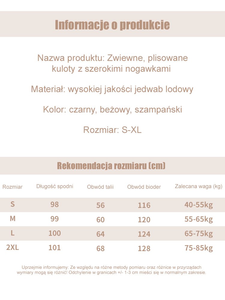 Zwiewne, plisowane kuloty z szerokimi nogawkami 