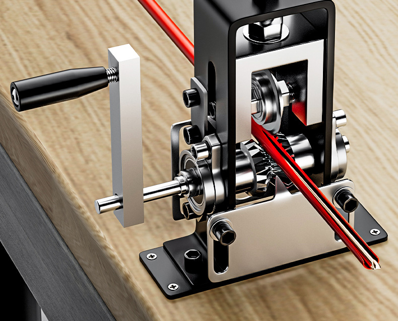 手回し式ワイヤーストリップマシンの使用イメージ