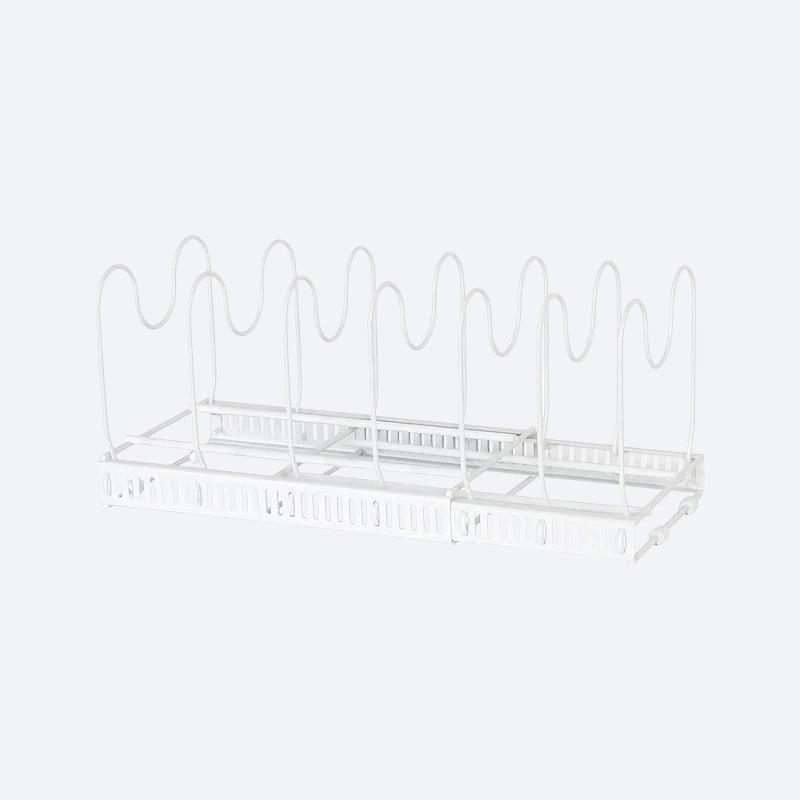 キッチン調節可能伸縮ボウル鍋具収納棚