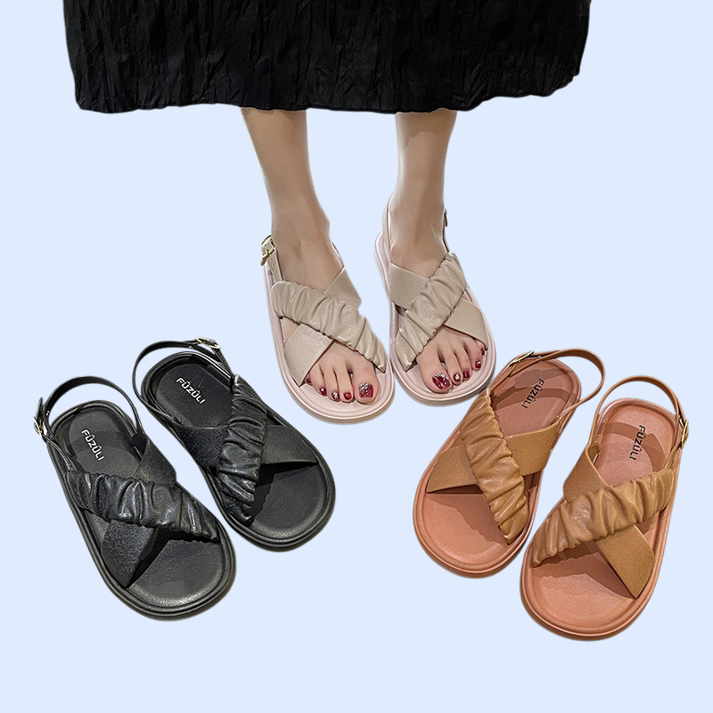 クロスストラップのオープントゥフェアリーシューズ