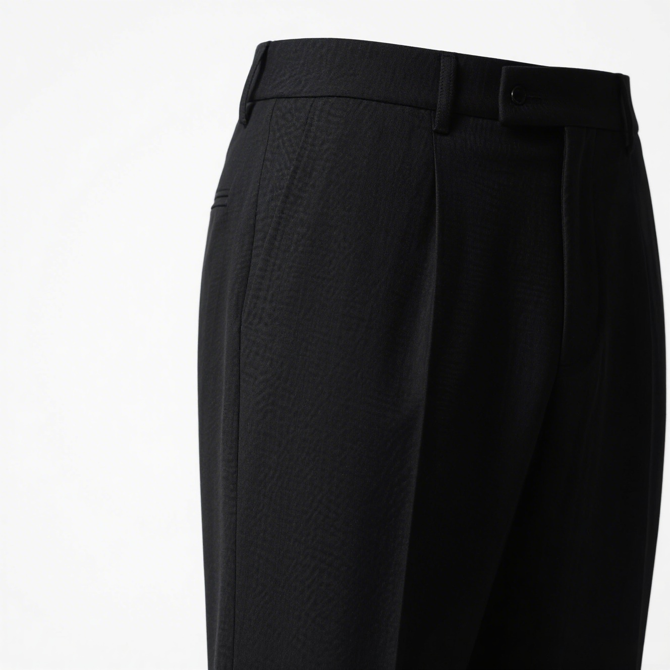 通気性抜群の黒色メンズスーツパンツ正面画像