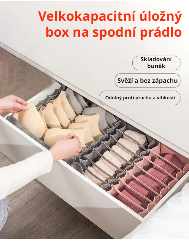 Velkokapacitní úložný box na spodní prádlo ve skříni